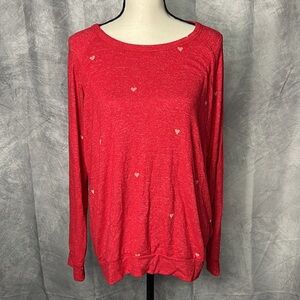 Buffalo David Bitton Red Space Dye Sweater with Hearts - size Large